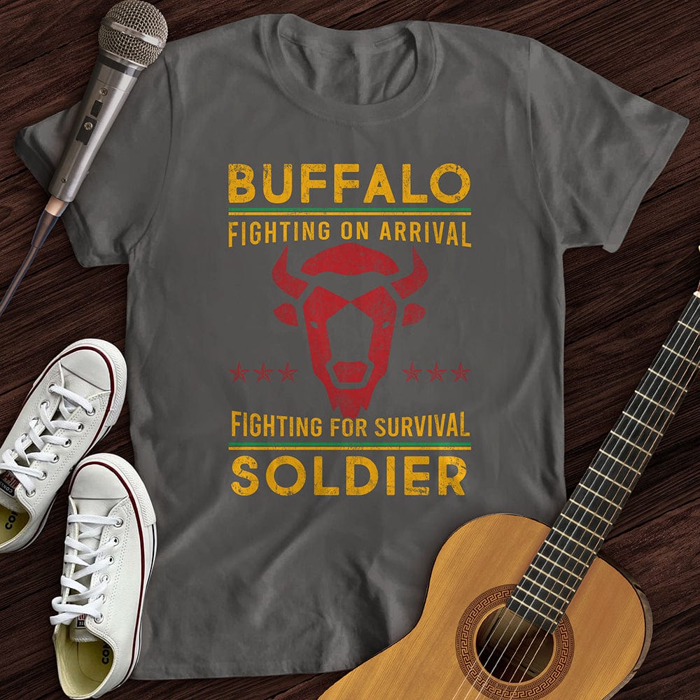 Printify T-Shirt S / Charcoal Buffalo Fighting Soldier T-Shirt