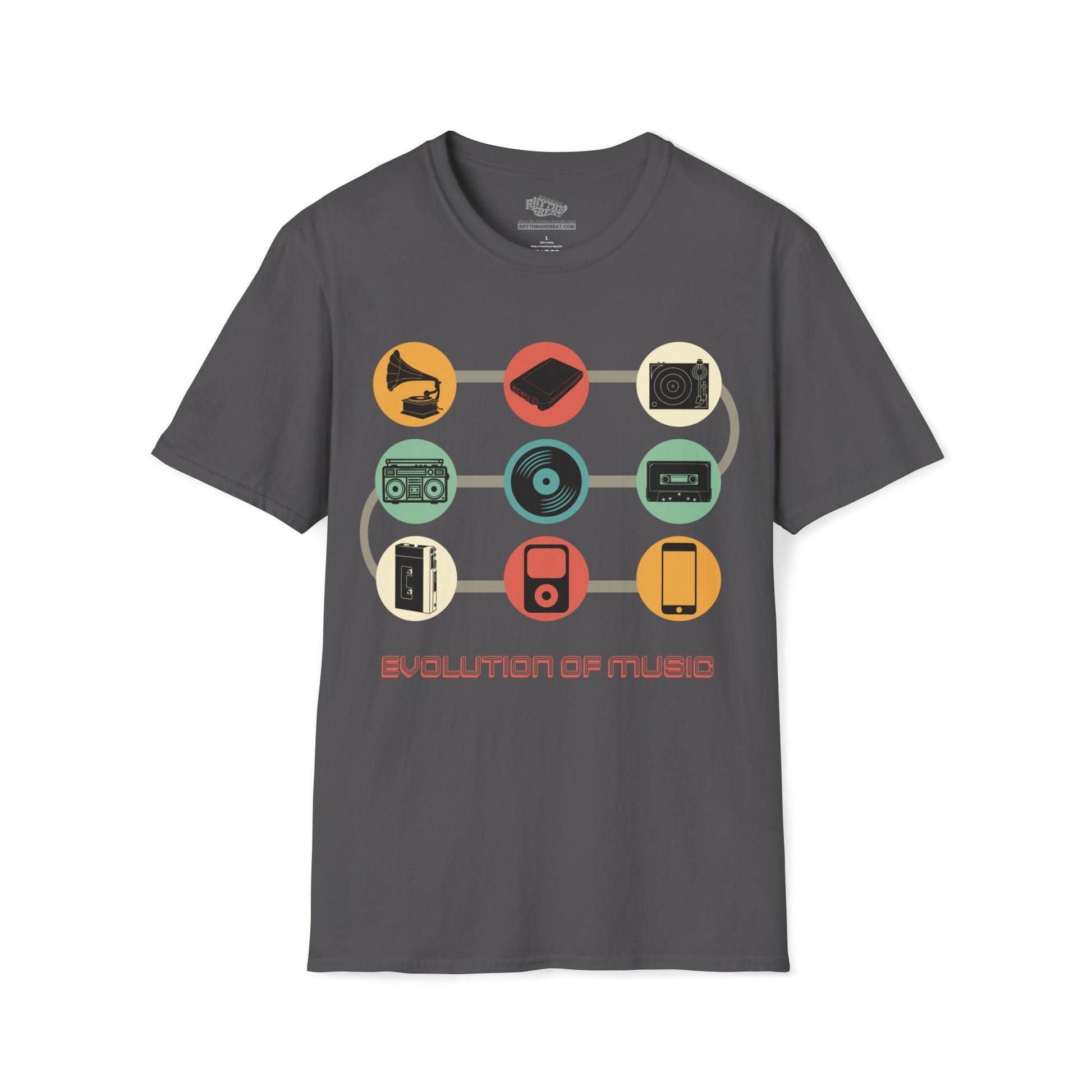 Printify T-Shirt S / Charcoal Evolution of Music T-Shirt