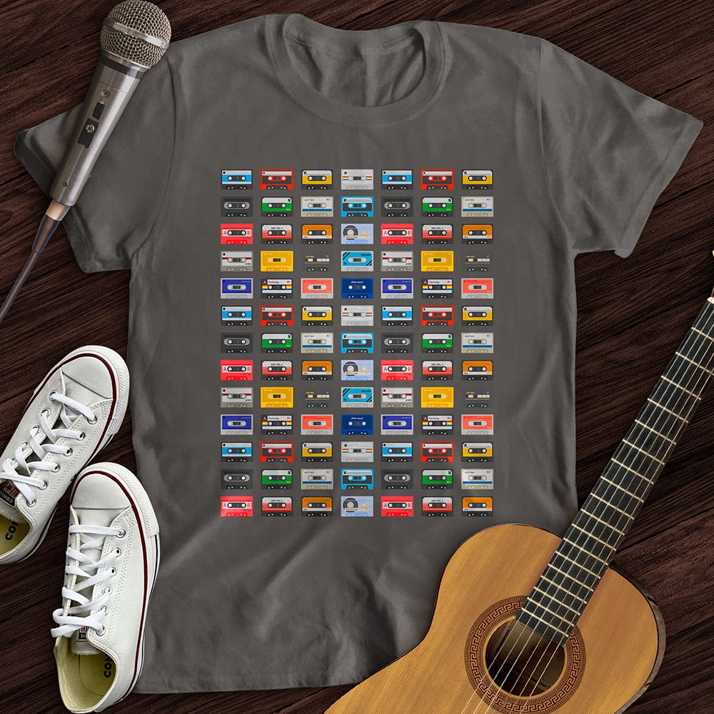 Printify T-Shirt S / Charcoal Rainbow Cassette T-Shirt