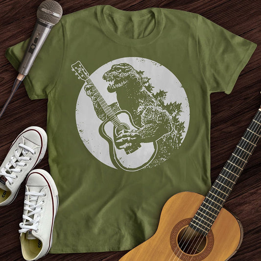 Printify T-Shirt S / Military Green Dinosaur Guitar T-Shirt