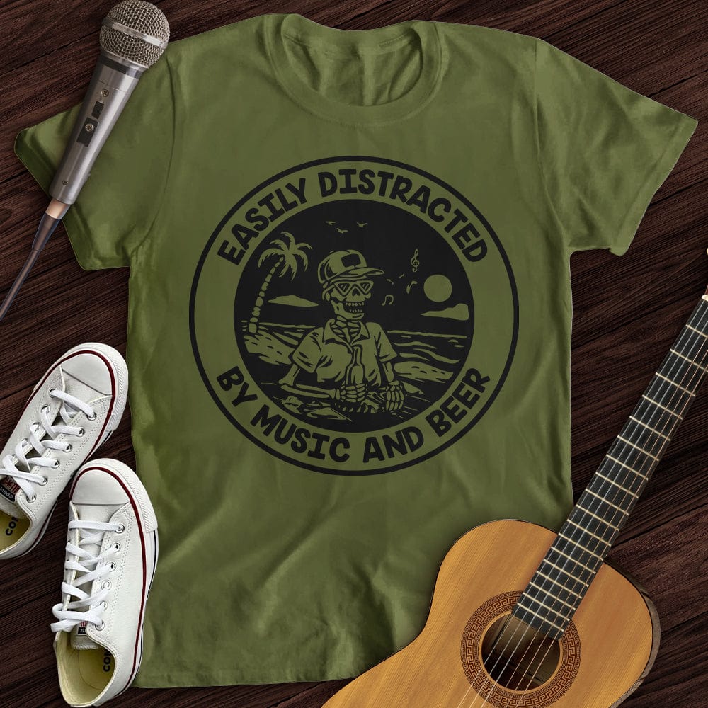 Printify T-Shirt S / Military Green Easily Distracted T-Shirt