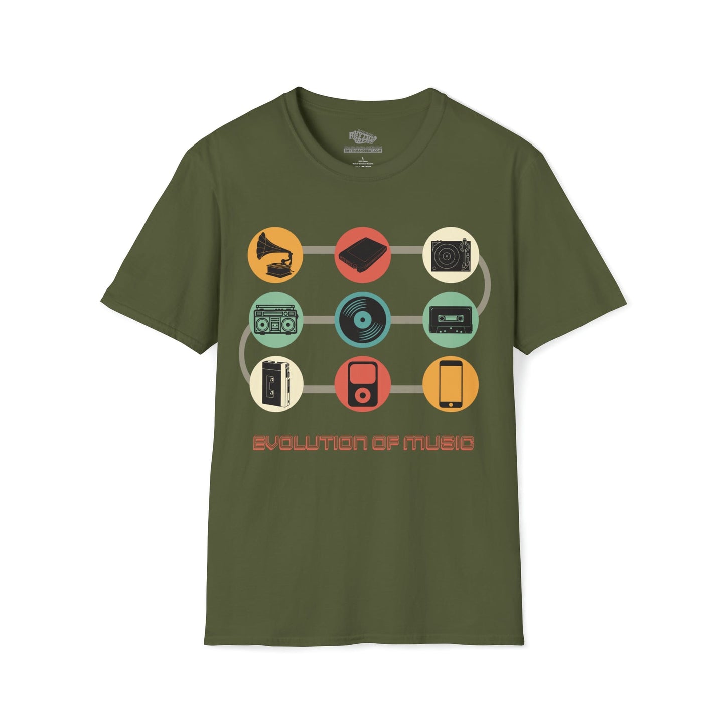 Printify T-Shirt S / Military Green Evolution of Music T-Shirt