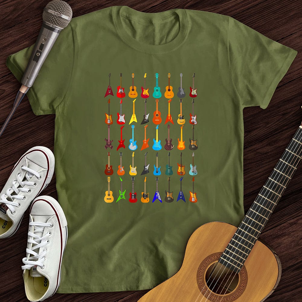 Printify T-Shirt S / Military Green Guitar Collection T-Shirt