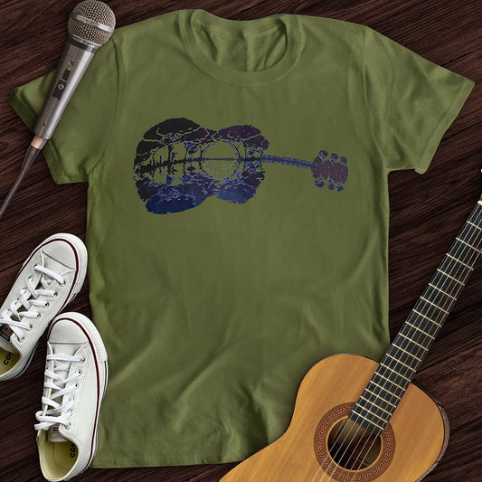 Printify T-Shirt S / Military Green Guitar Moonrise T-Shirt
