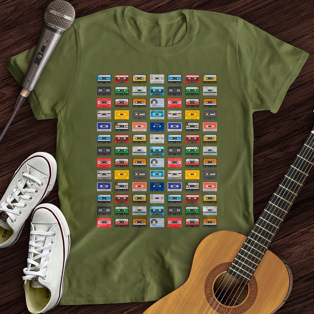 Printify T-Shirt S / Military Green Rainbow Cassette T-Shirt