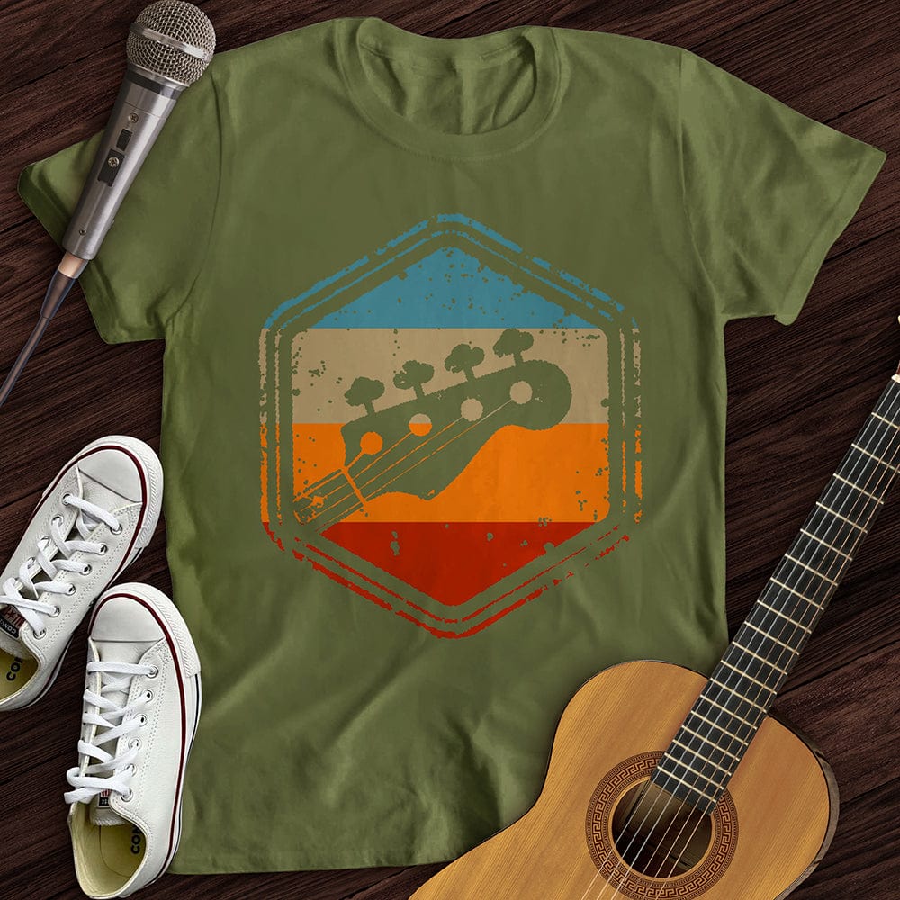 Printify T-Shirt S / Military Green Retro Guitar T-Shirt