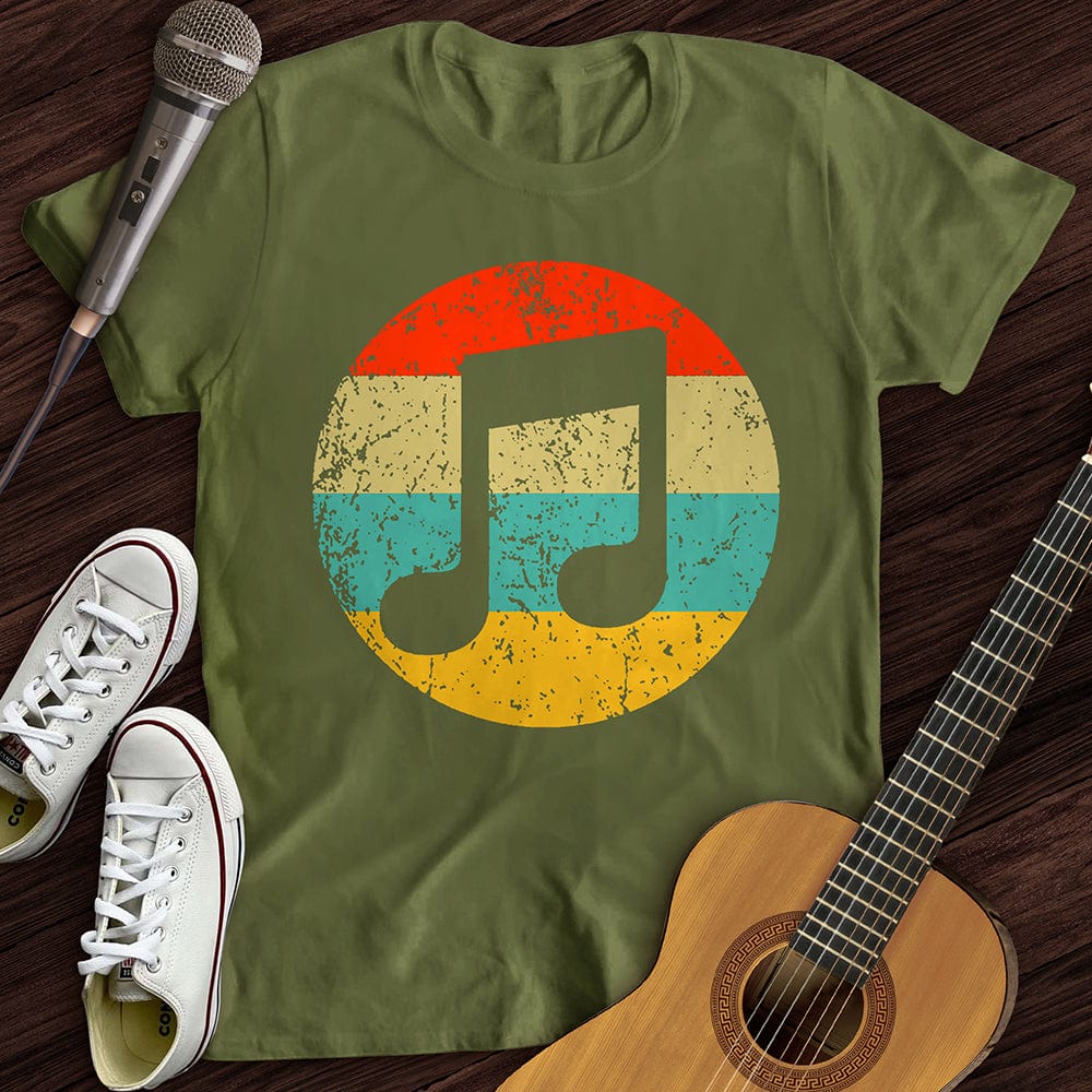Printify T-Shirt S / Military Green Retro Music Note T-Shirt