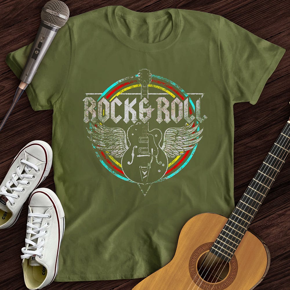 Printify T-Shirt S / Military Green Retro Rock And Roll T-Shirt