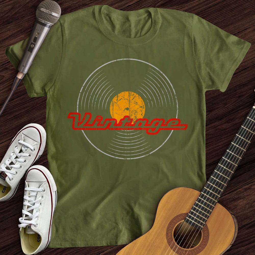 Printify T-Shirt S / Military Green The Vintage Record T-Shirt