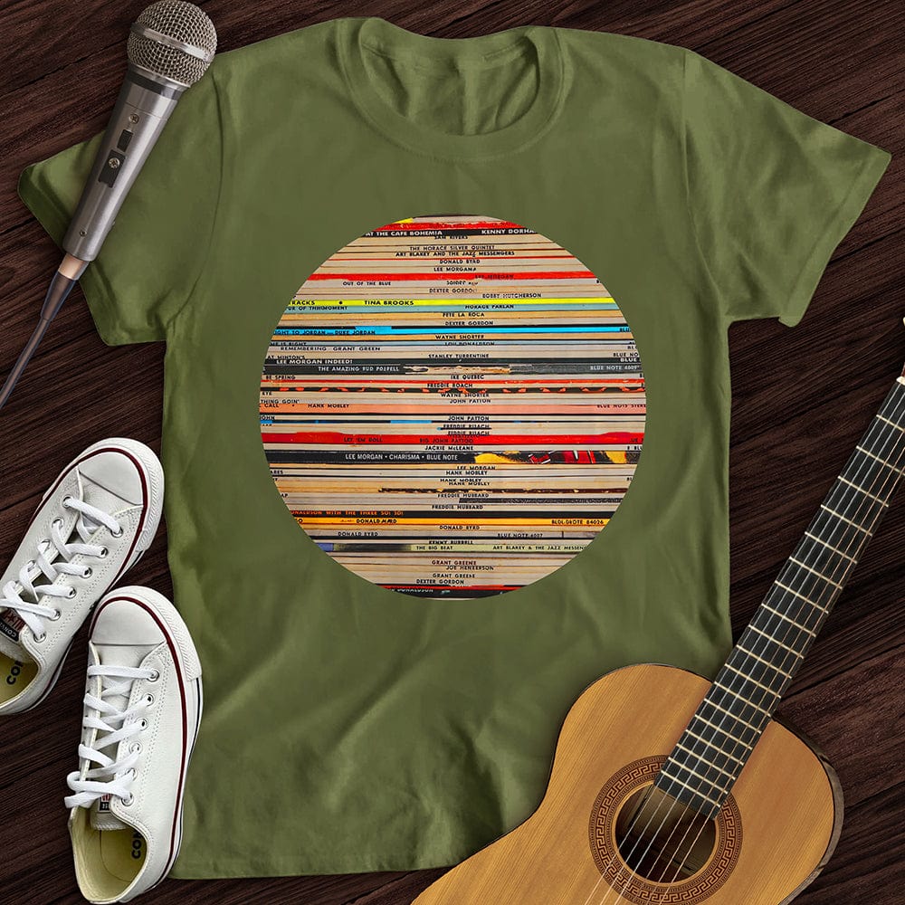 Printify T-Shirt S / Military Green Vintage Records T-Shirt
