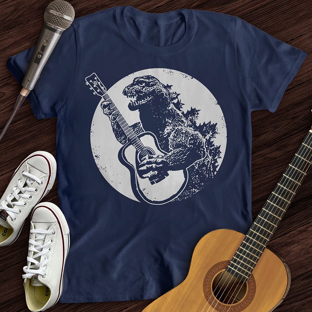 Printify T-Shirt S / Navy Dinosaur Guitar T-Shirt