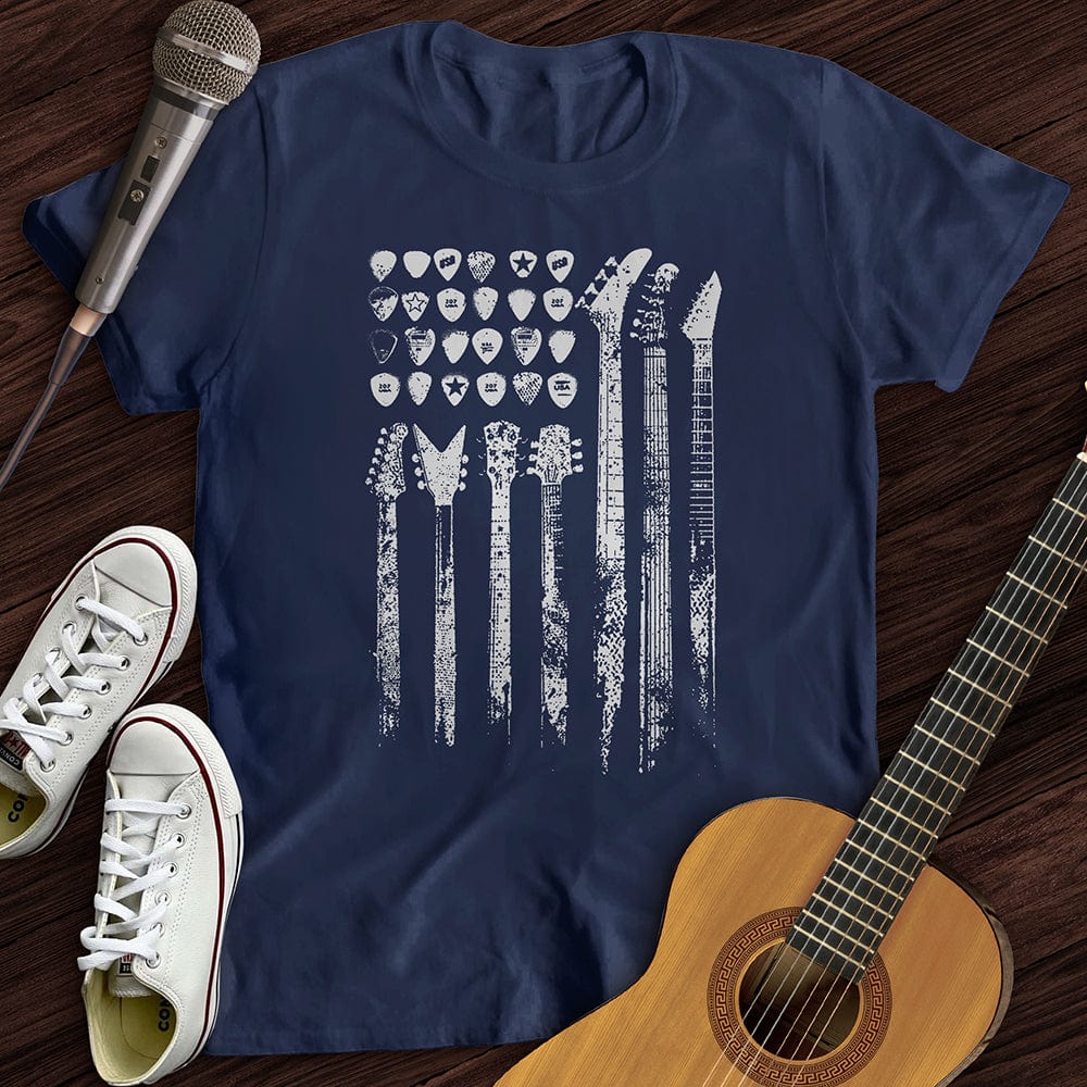 Printify T-Shirt S / Navy Guitar Flag T-Shirt