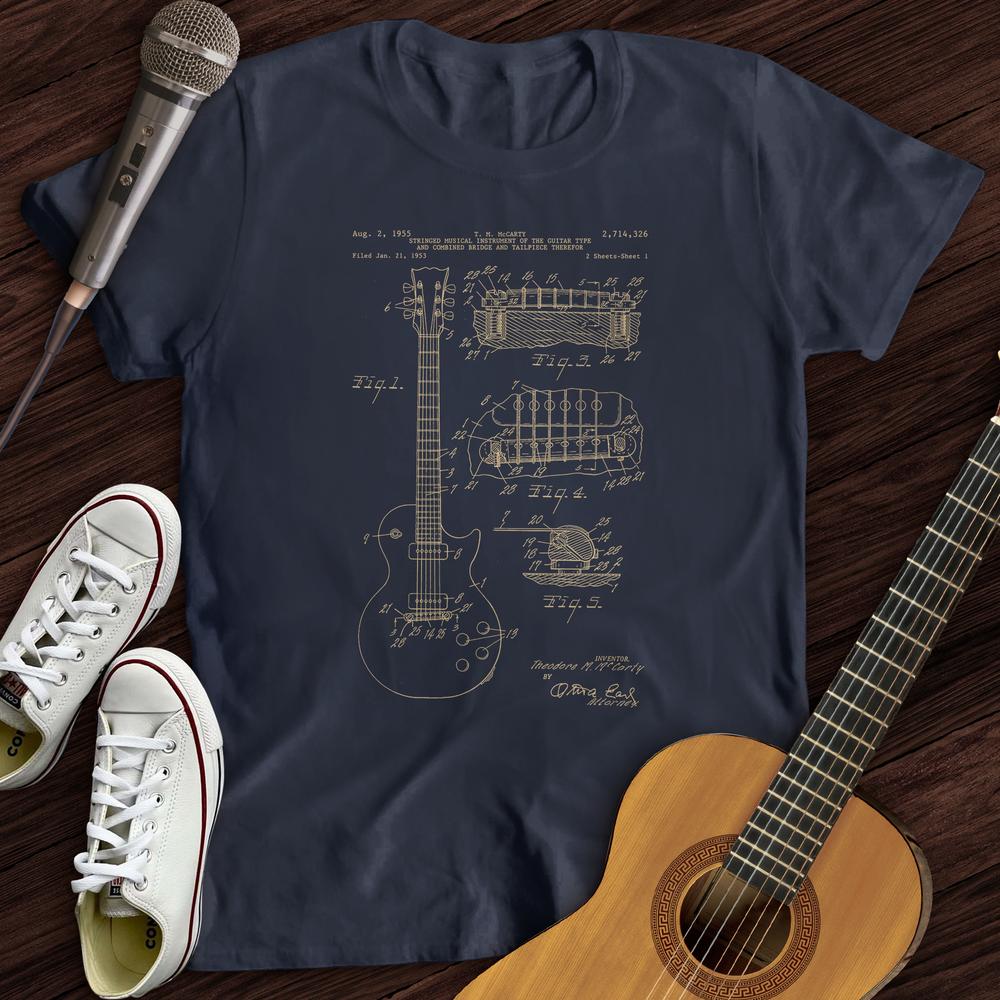 Printify T-Shirt S / Navy Guitar Patent T-shirt
