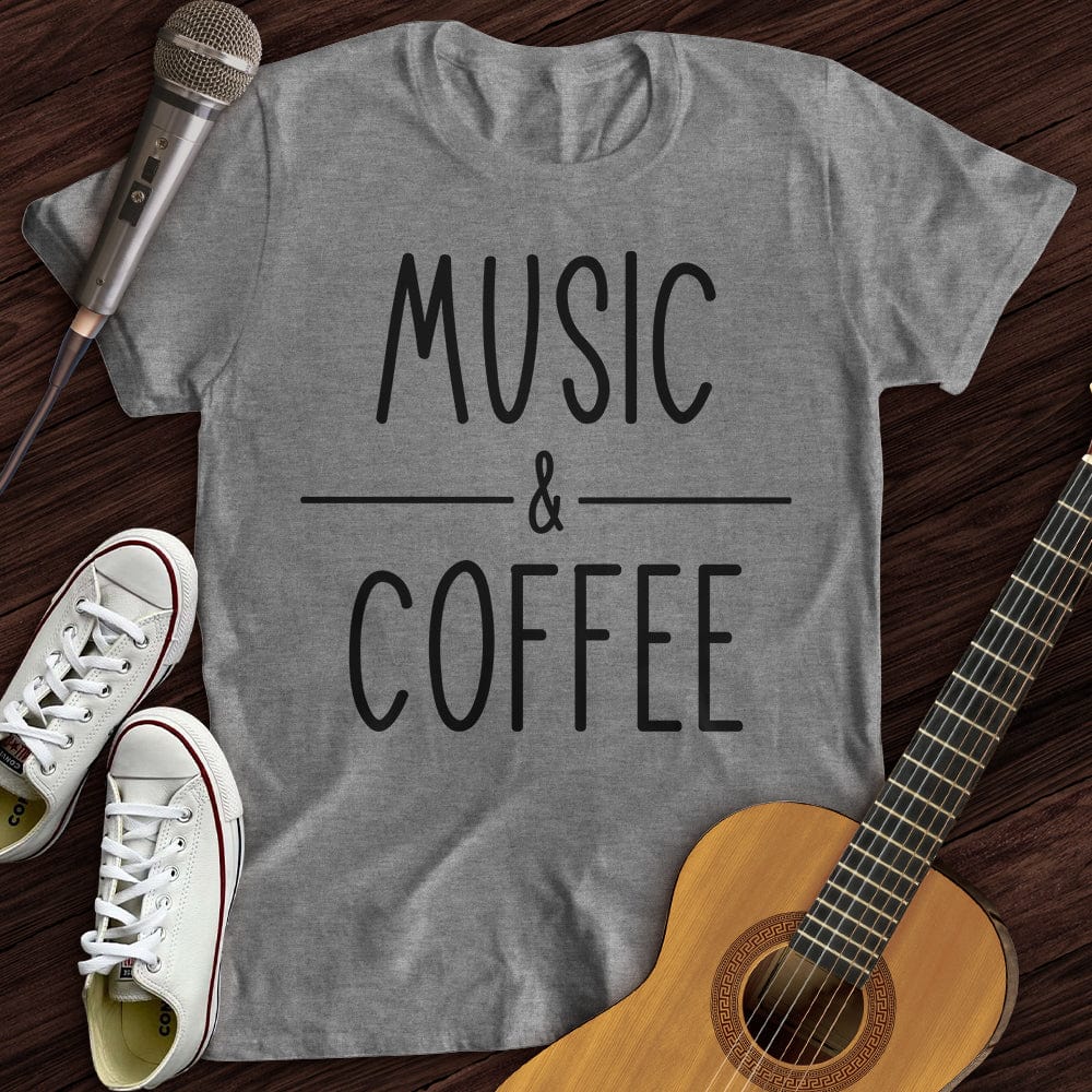 Printify T-Shirt S / Sport Grey Coffee and Music T-Shirt