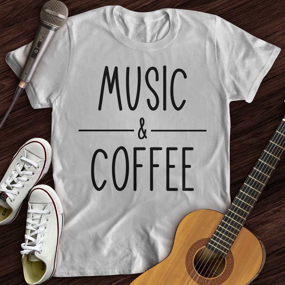 Printify T-Shirt S / White Coffee and Music T-Shirt