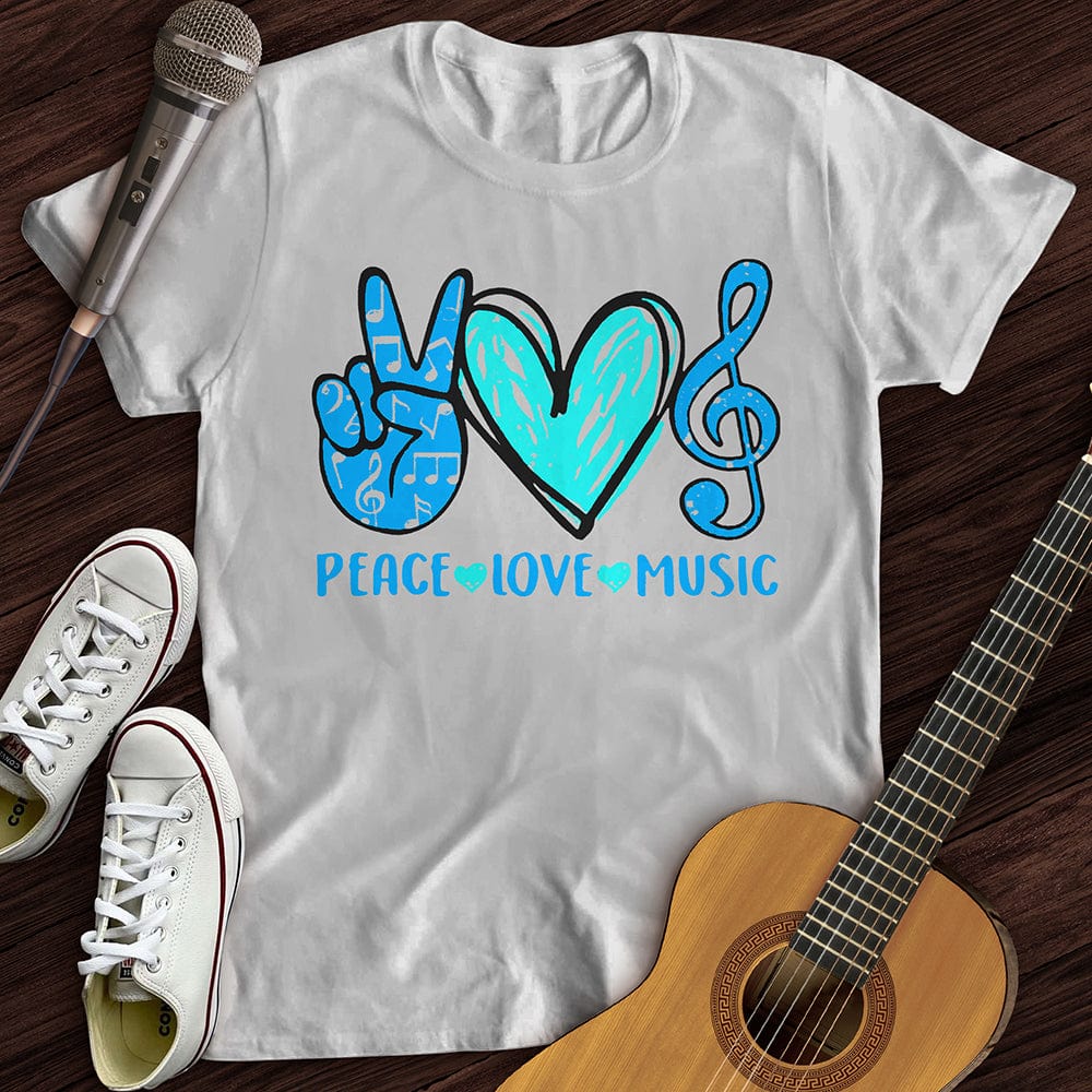Printify T-Shirt S / White Peace, Love, Music T-Shirt