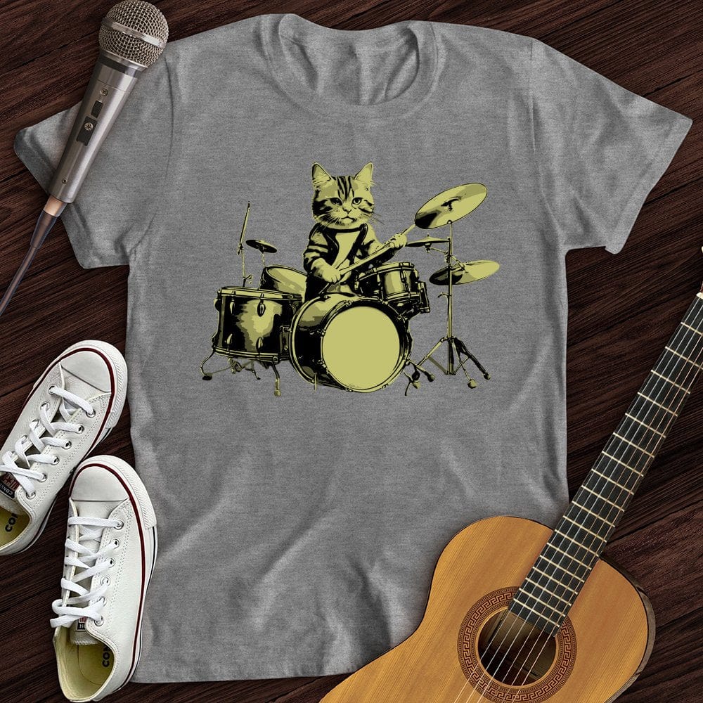 Printify T-Shirt Sport Grey / S Cat Drums T-Shirt