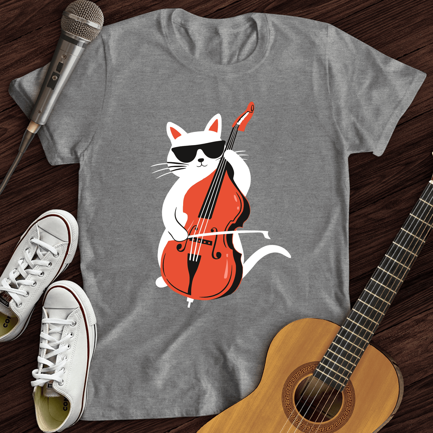 Printify T-Shirt Sport Grey / S Cat Playing Cello T-Shirt