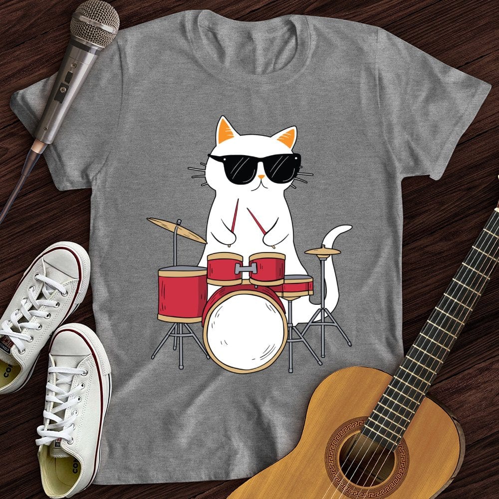 Printify T-Shirt Sport Grey / S Drummer Cat T-Shirt