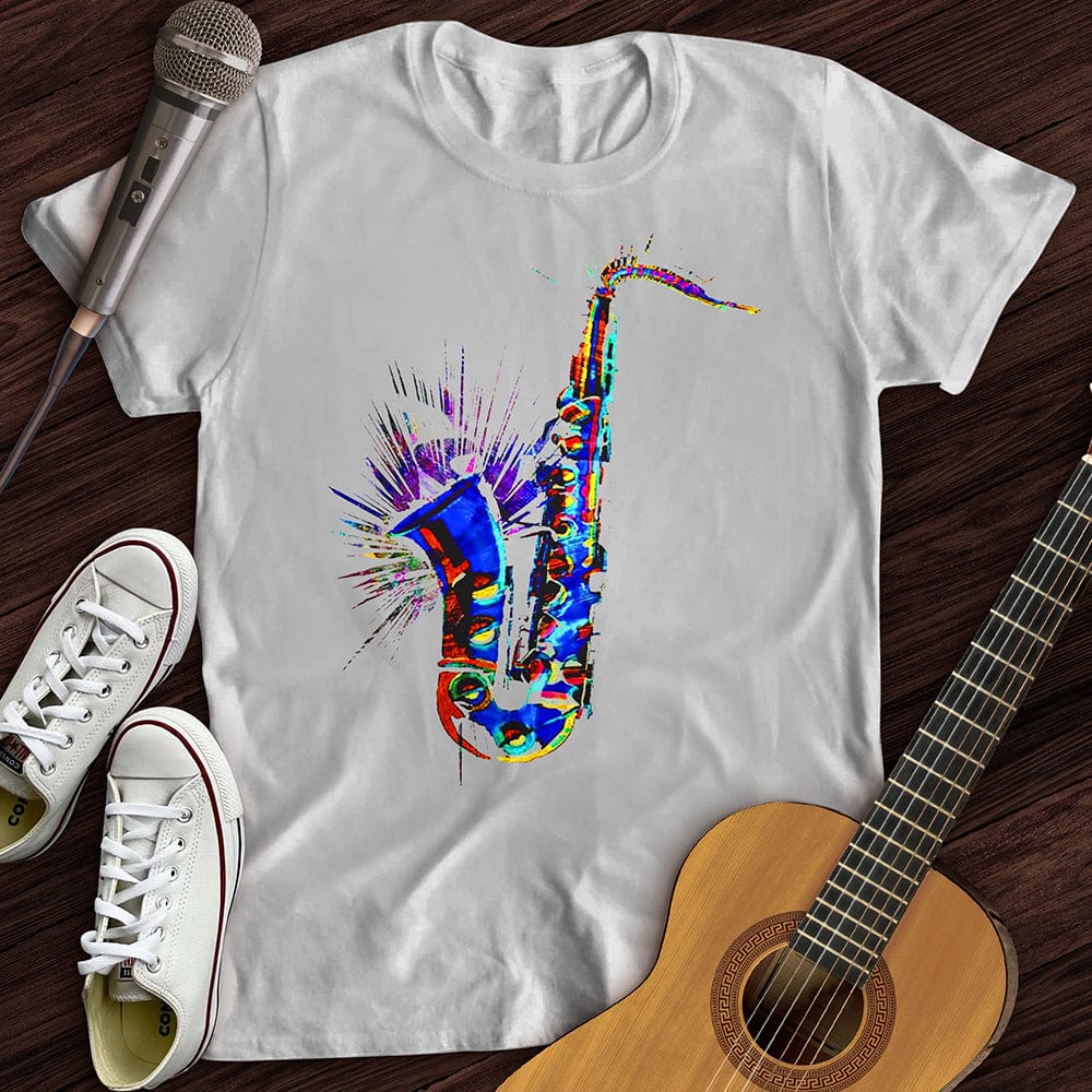 Printify T-Shirt White / S Blue Jazz Sax T-Shirt