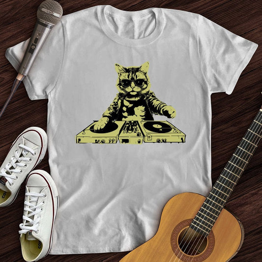 Printify T-Shirt White / S Cat DJ T-Shirt
