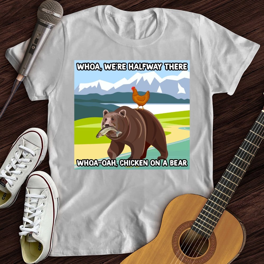 Printify T-Shirt White / S Chicken On A Bear T-Shirt