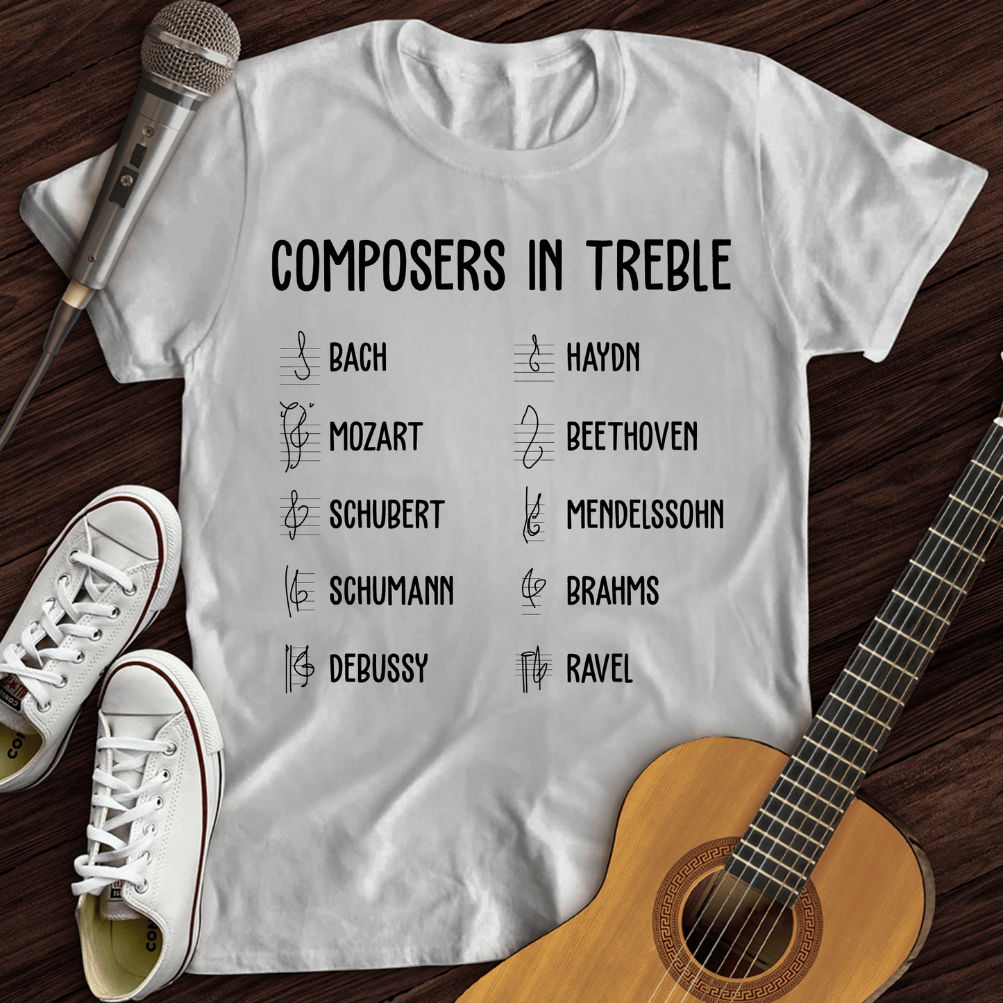 Printify T-Shirt White / S Composers In Treble T-Shirt