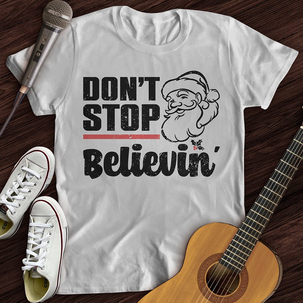 Printify T-Shirt White / S Don't Stop Believing Santa T-Shirt