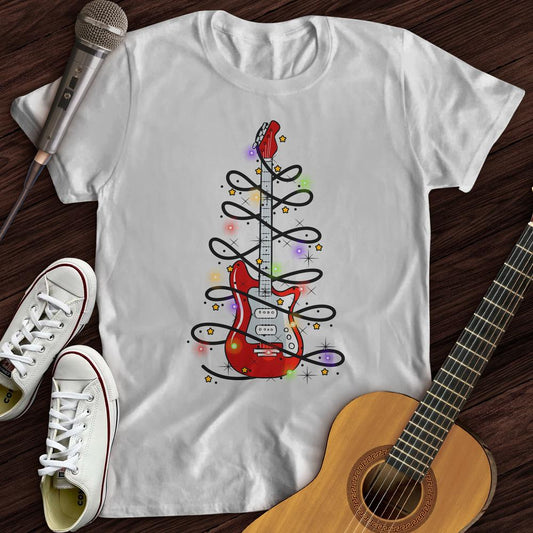 Printify T-Shirt White / S Guitar Christmas Lights T-Shirt