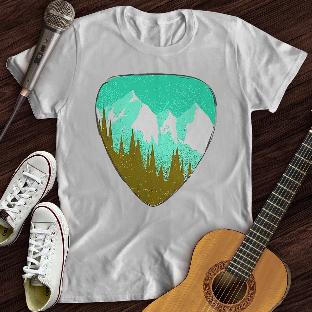 Printify T-Shirt White / S Mountain Guitar Pick T-Shirt