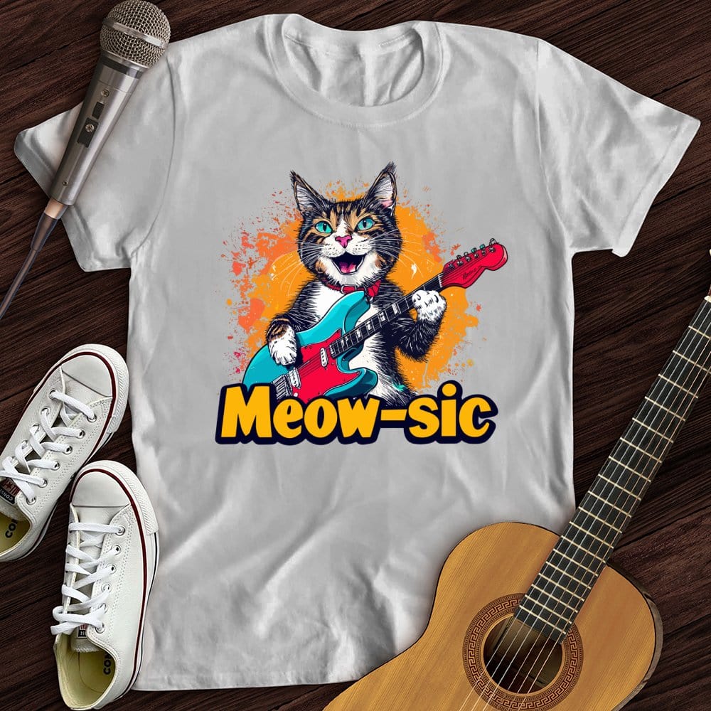 Printify T-Shirt White / S Music Meow T-Shirt