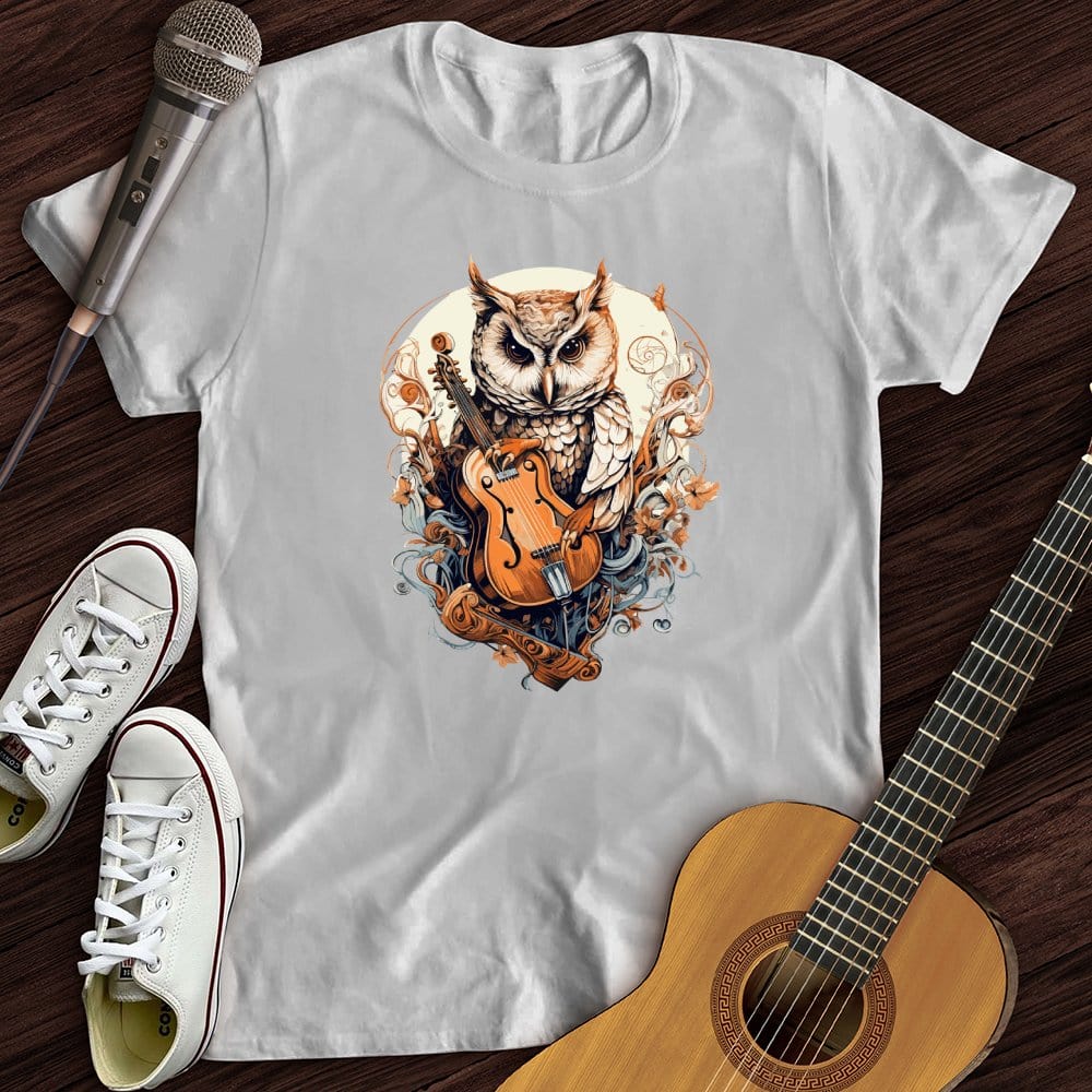 Printify T-Shirt White / S Owl Violin T-Shirt