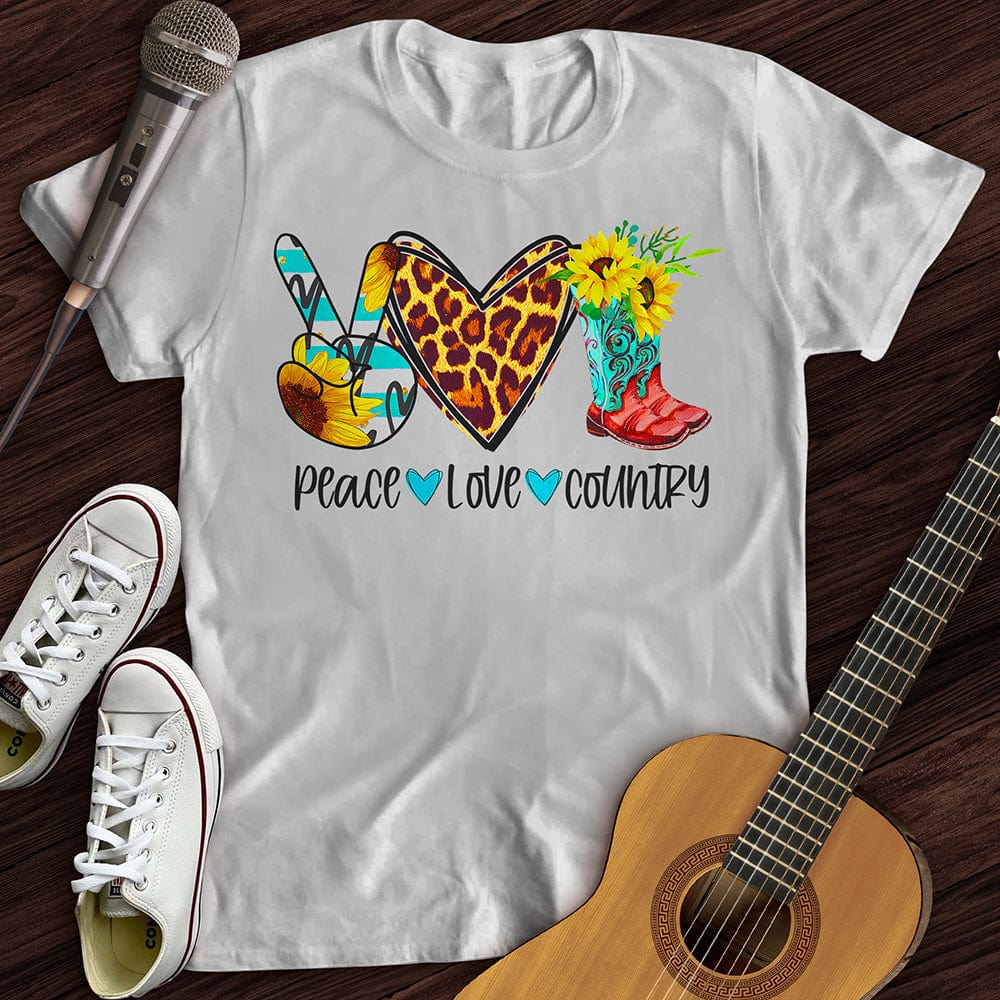 Printify T-Shirt White / S Peace, Love, Country T-Shirt