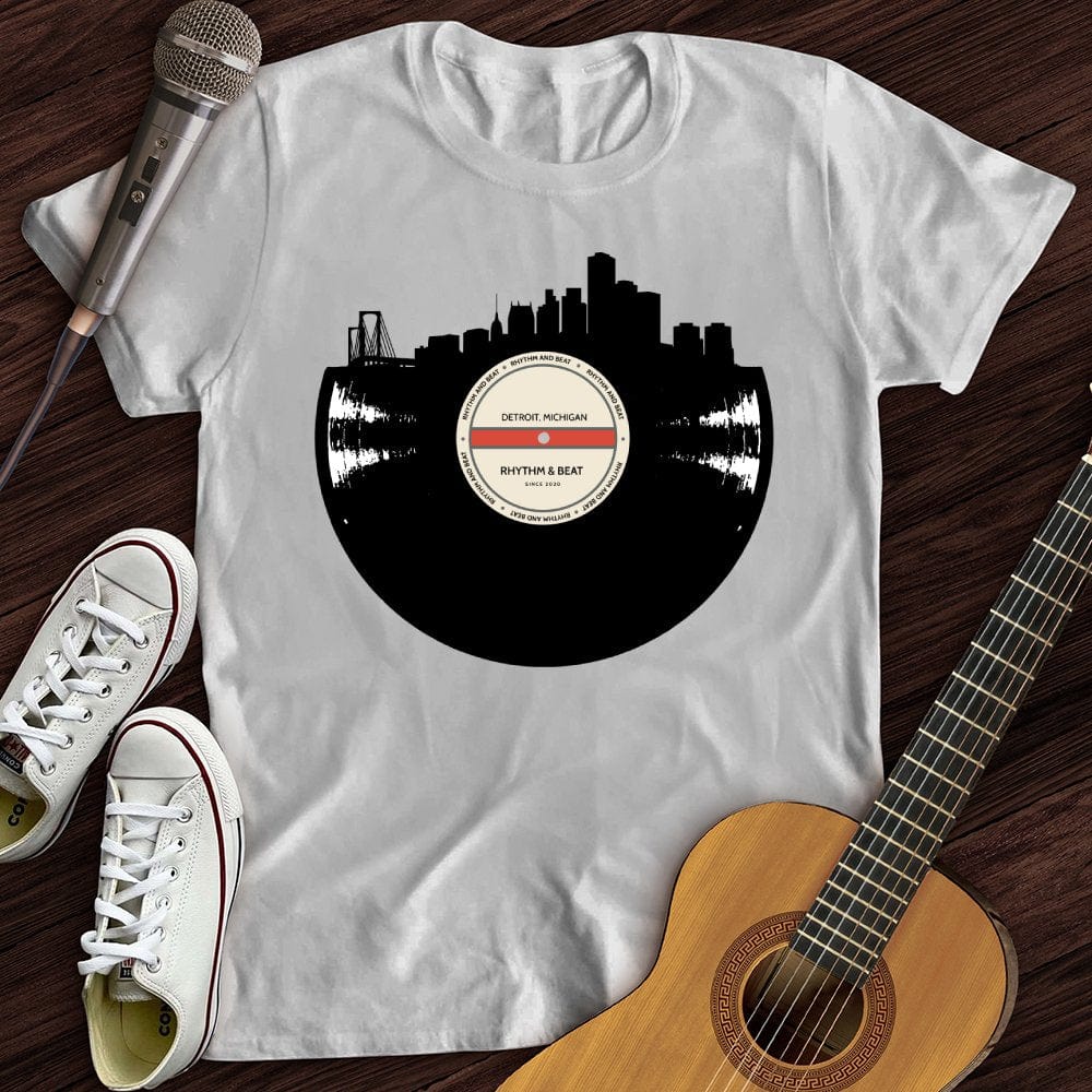 Printify T-Shirt White / S Vinyl Skyline Detroit T-Shirt