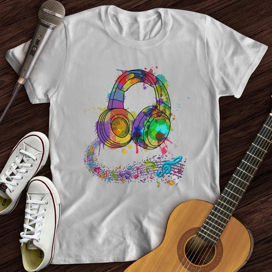Printify T-Shirt White / S Watercolor Headphones T-Shirt