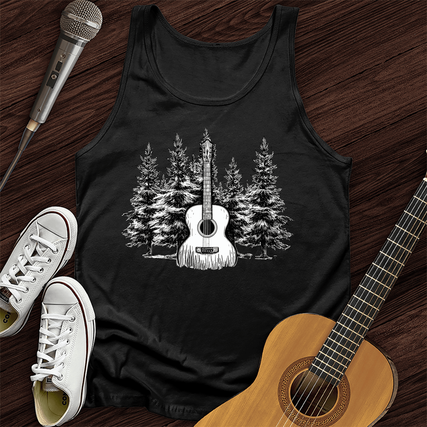 Printify Tank Top Black / XS Acoustic Pines Tank Top