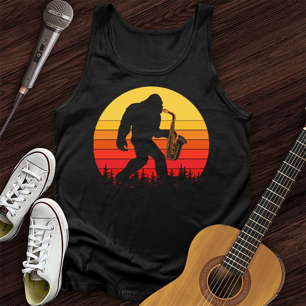 Printify Tank Top Black / XS BigFoot Playing Sax Unisex Tank Top