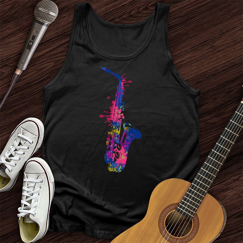 Printify Tank Top Black / XS Cartoon Sax Unisex Tank Top