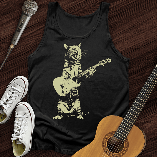 Printify Tank Top Black / XS Cat Guitar Unisex Tank Top