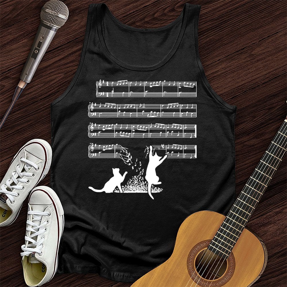 Printify Tank Top Black / XS Cat Music Sheet Unisex Tank Top