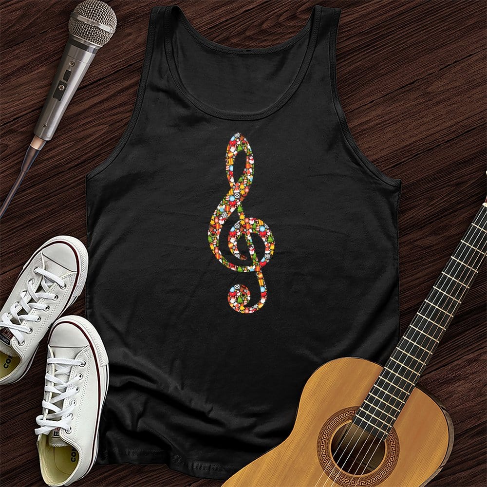 Printify Tank Top Black / XS Christmas Treble Clef Unisex Tank Top