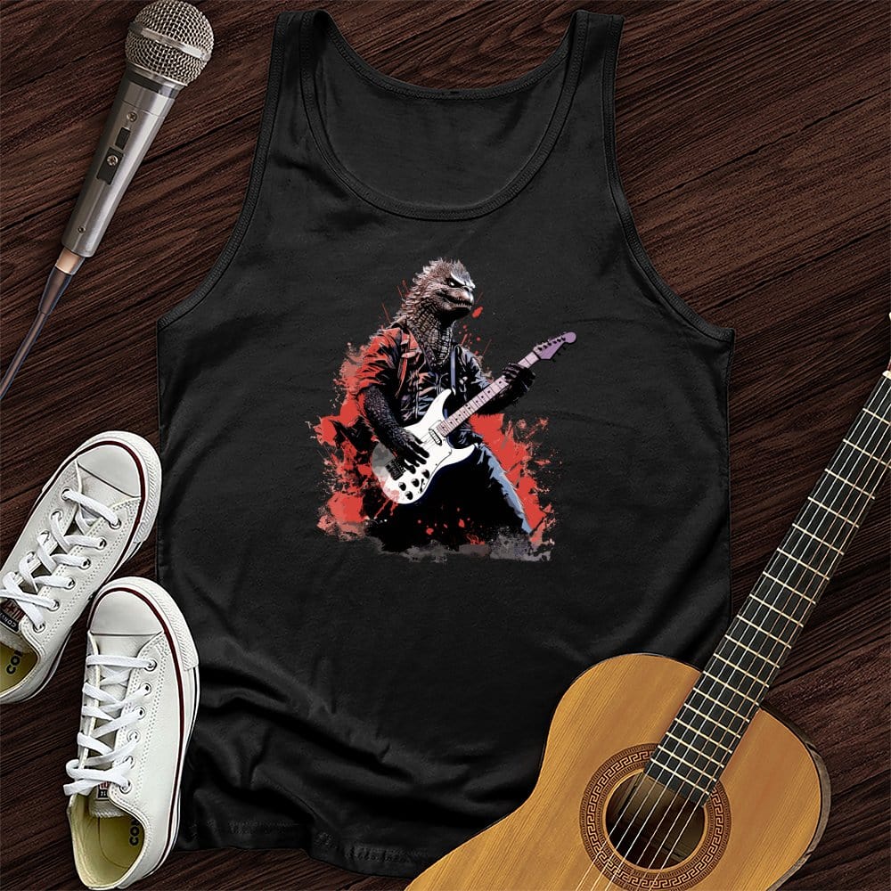 Printify Tank Top Black / XS Dino Lead Guitarist Unisex Tank Top