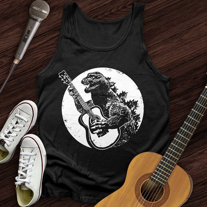 Printify Tank Top Black / XS Dinosaur Guitar Unisex Tank Top