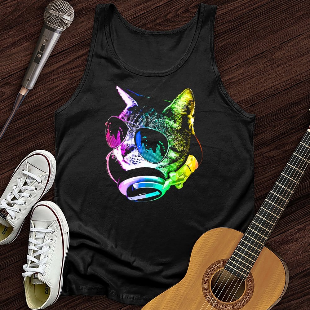 Printify Tank Top Disco Cat Unisex Tank Top