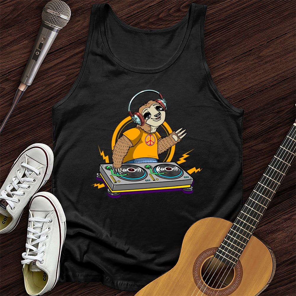 Printify Tank Top Black / XS DJ Sloth Unisex Tank Top