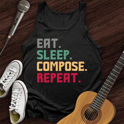 Printify Tank Top Black / XS Eat, Sleep, Compose, Repeat Tank Top