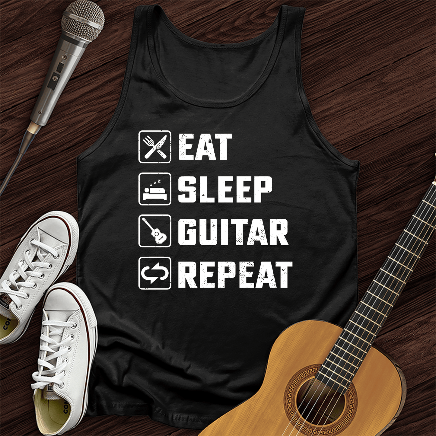 Printify Tank Top Black / XS Eat, Sleep, Guitar, Repeat Tank Top