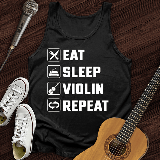 Printify Tank Top Black / XS Eat, Sleep, Violin, Repeat Tank Top