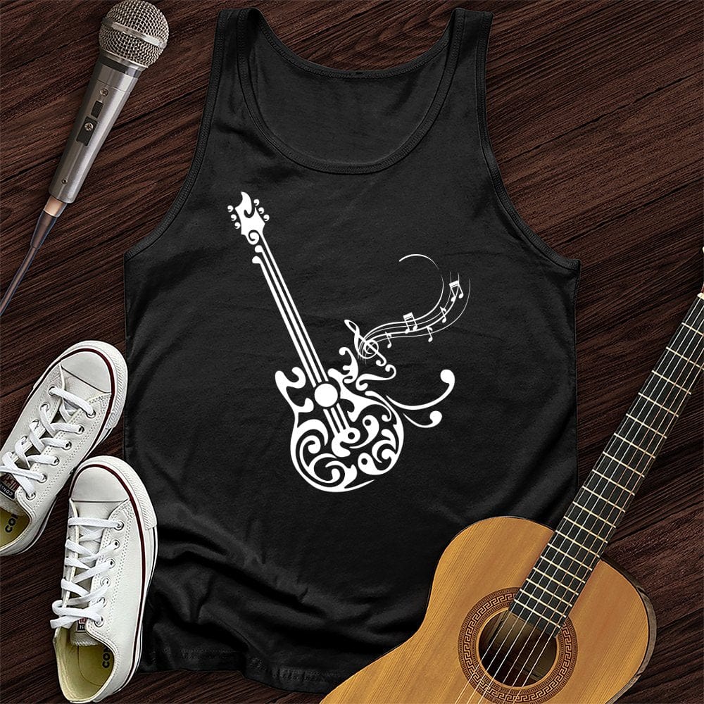 Printify Tank Top Black / XS Floral Guitar Unisex Tank Top