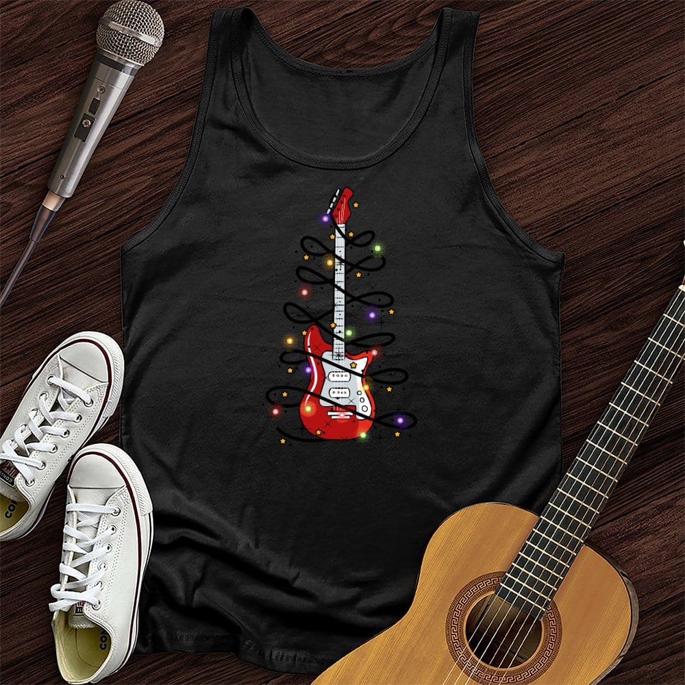 Printify Tank Top Black / XS Guitar Christmas Lights Unisex Tank Top